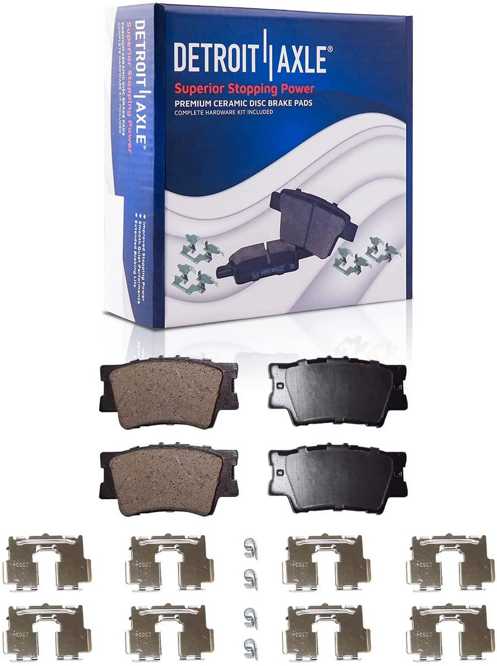 Pads Camry 08-18 - ES350, 2015 Replacement Ceramic ES300h, & 2009 Front for 2011 2014 2017 Rear Brake 2012 07-18 Detroit Brake 2008 2016 Avalon 07-17 2010 4 Pads Lexus Axle 2013 Toyota