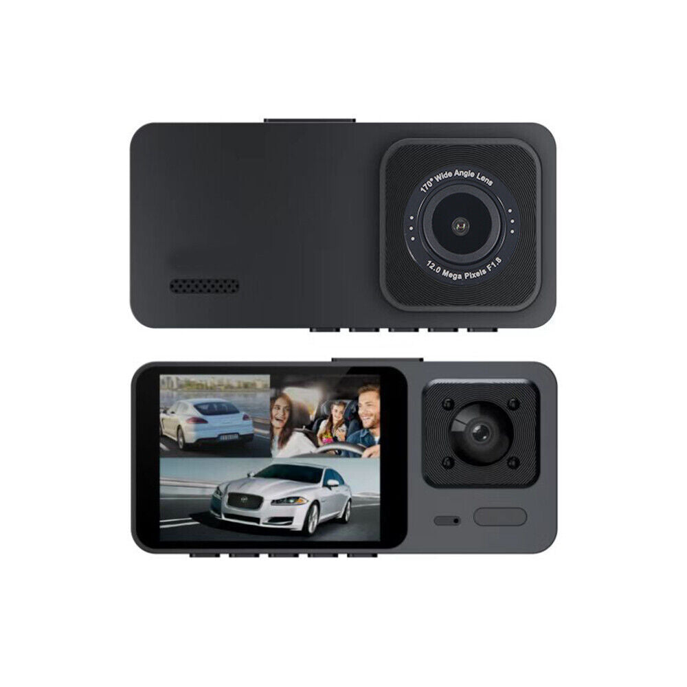 1080P Video Cam Front/Rear/Inside Recorder Car Dash 3 Dual Lens JLLOM HD Lens G-sensor Camera