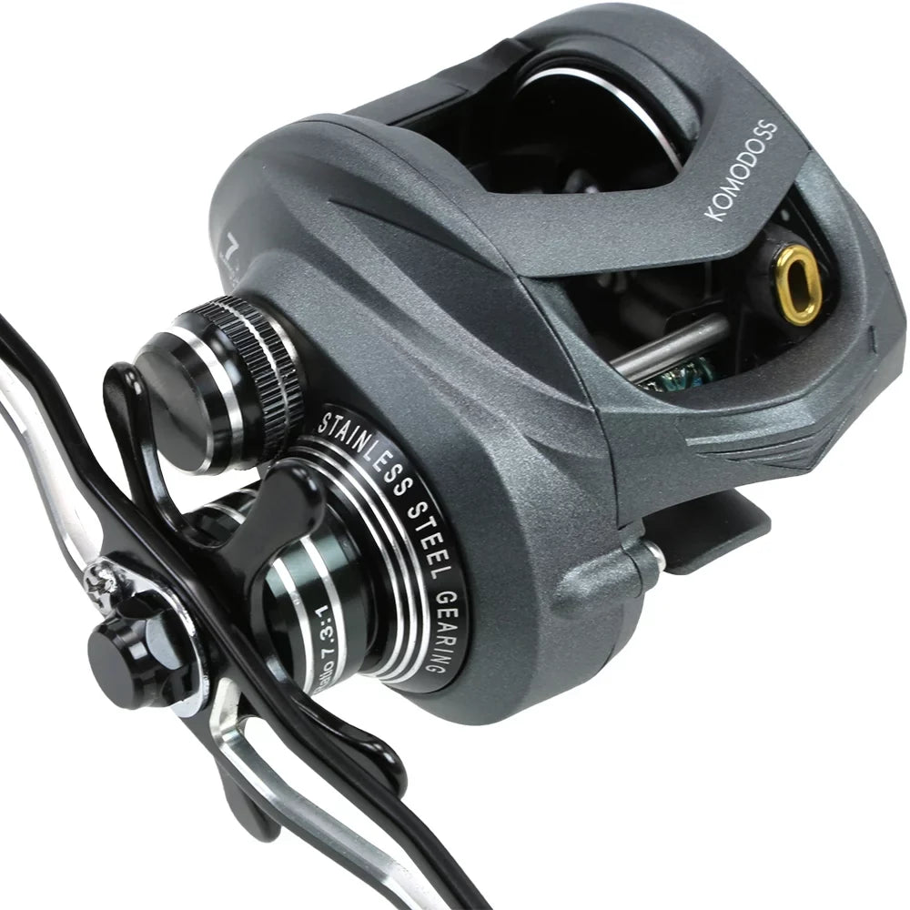 200-dimension Lowprofile Okuma Fishing Baitcast 7.3:1 Left Handed Reel SS Komodo Ratio