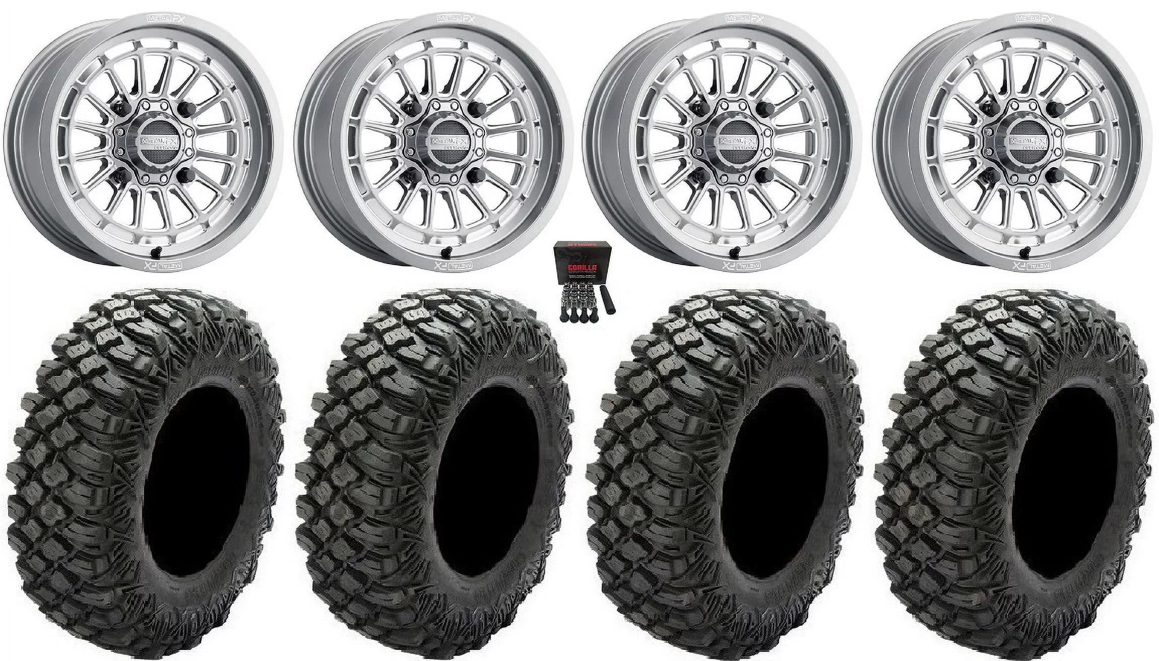 Wheels Honda Gm MetalFX XR 33" / Can-Am Contrast Pioneer Talon Delta Crawler Maverick 15" X3 1000 Tires / Cut