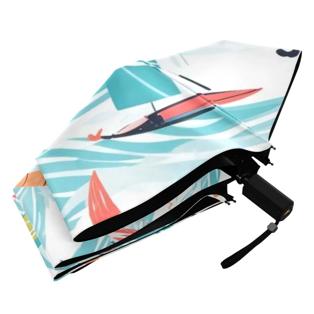 Folding 50+ for Umbrella Sailboat Travel UPF Packable Umbrella Rain dimension Arc Lightweight on Windproof Sea Compact