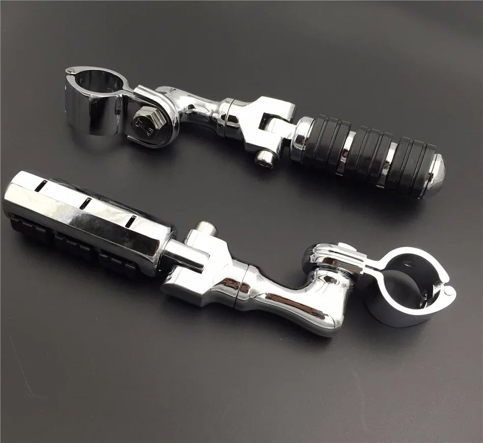 Vulcan 1.5" Footrest 1200/Triumph Foot Regular 3 Pegs Sportster /Kawasaki For VN2000 VN1500 Chrome Clamps Harley Short with 1-1/2" VN900 VN400 HTT-MOTOR Rocket Angled 883 XL