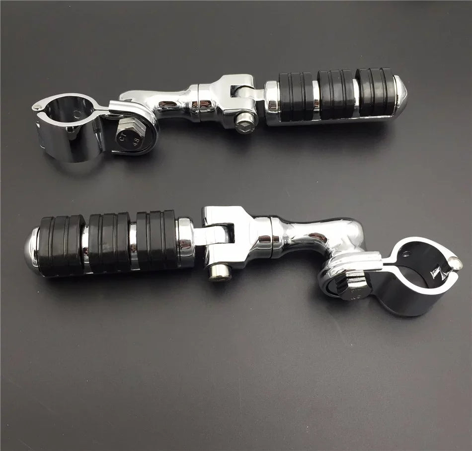 Vulcan 1.5" Footrest 1200/Triumph Foot Regular 3 Pegs Sportster /Kawasaki For VN2000 VN1500 Chrome Clamps Harley Short with 1-1/2" VN900 VN400 HTT-MOTOR Rocket Angled 883 XL