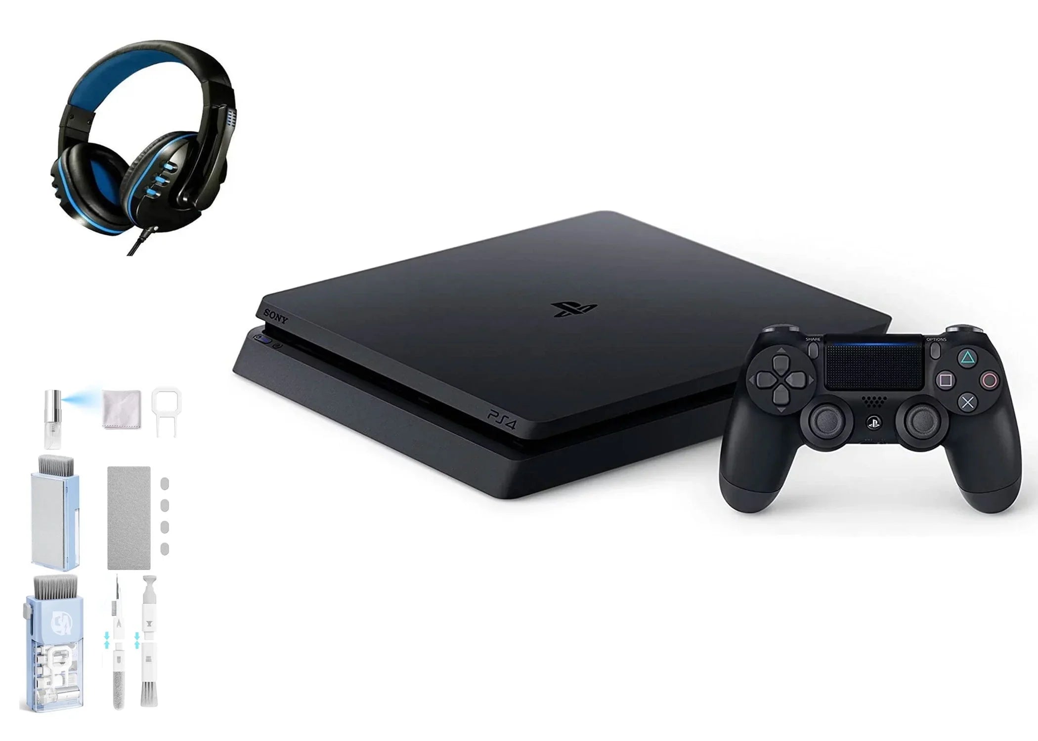Like Bundle Kit PlayStation Headset Black, BOLT AXTION 4 Console With New 2215B 500GB Cleaning Gaming Slim