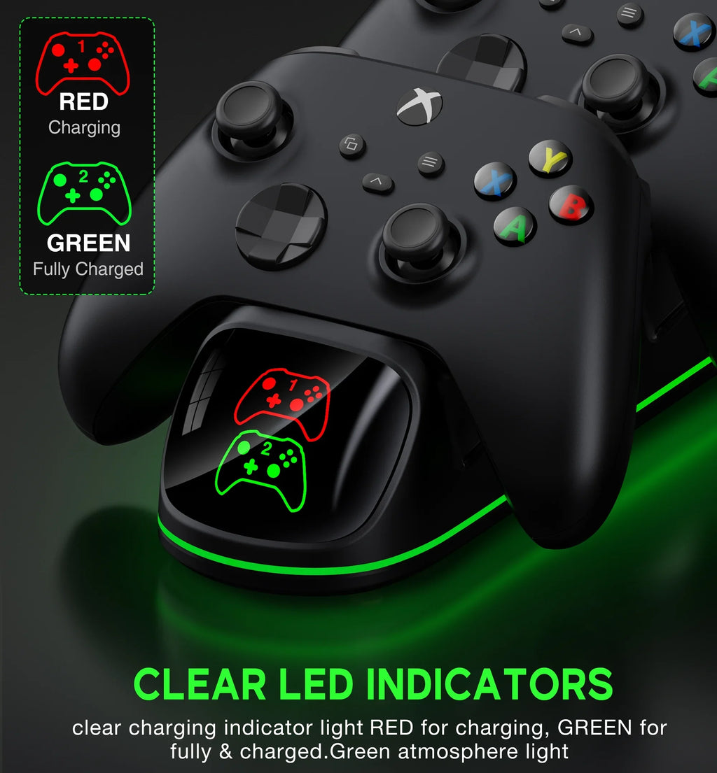 Charger DinoFire Charging with Xbox Rechargeable X|S/Xbox for Battery Packs, Station Xbox Series one/Elite Xbox Series Controller Controller 2x4800mWh X