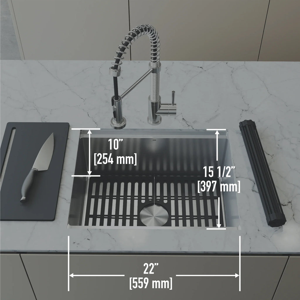 Kitchen Stainless Accessories Undermount with Sink Bowl Steel Single 23 in. VIGO Mercer