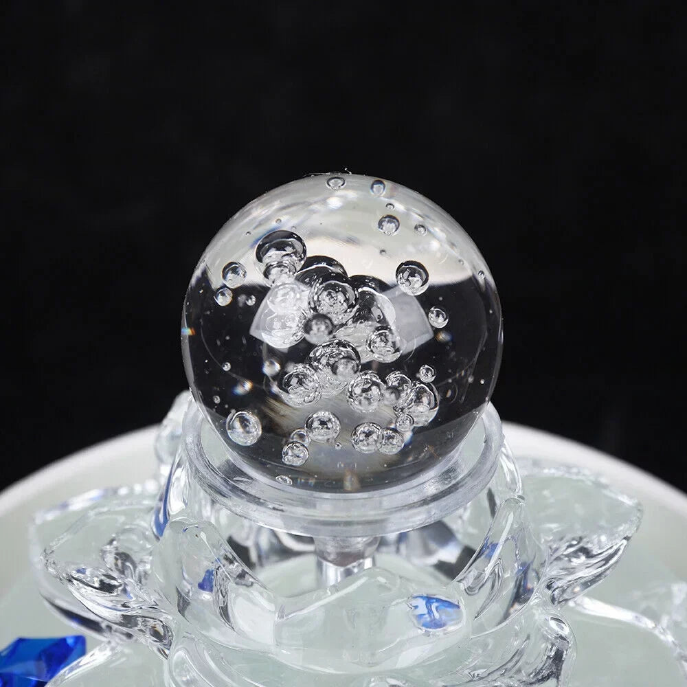 Desktop Desktop Office Fountain, liquid White Lotus Waterfall Tabletop Flowing liquid Ornament Fountain Crystal Fountain Teahouse Decor