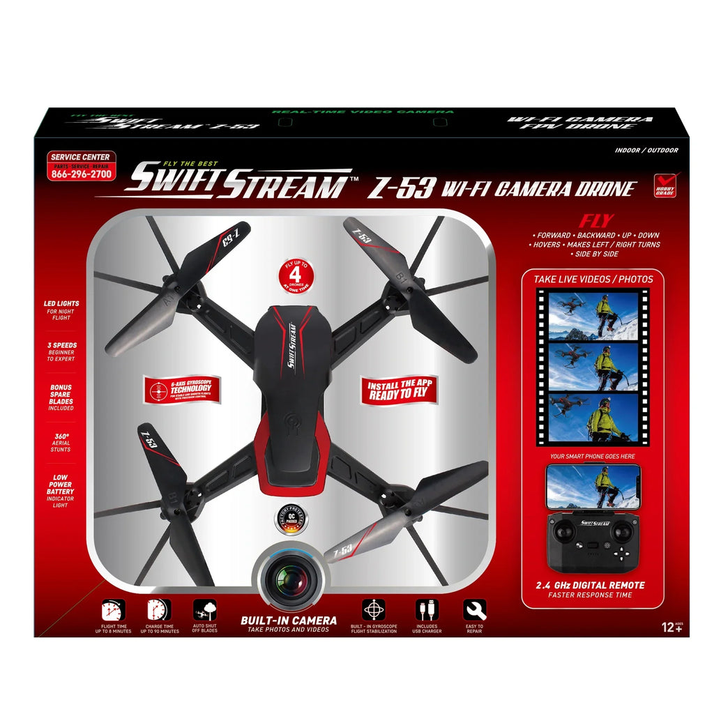 Performance High Flight Stream Swift & Wi-Fi Camera Stunts 360° Z-53 Stabilization Drone, RC Aerial