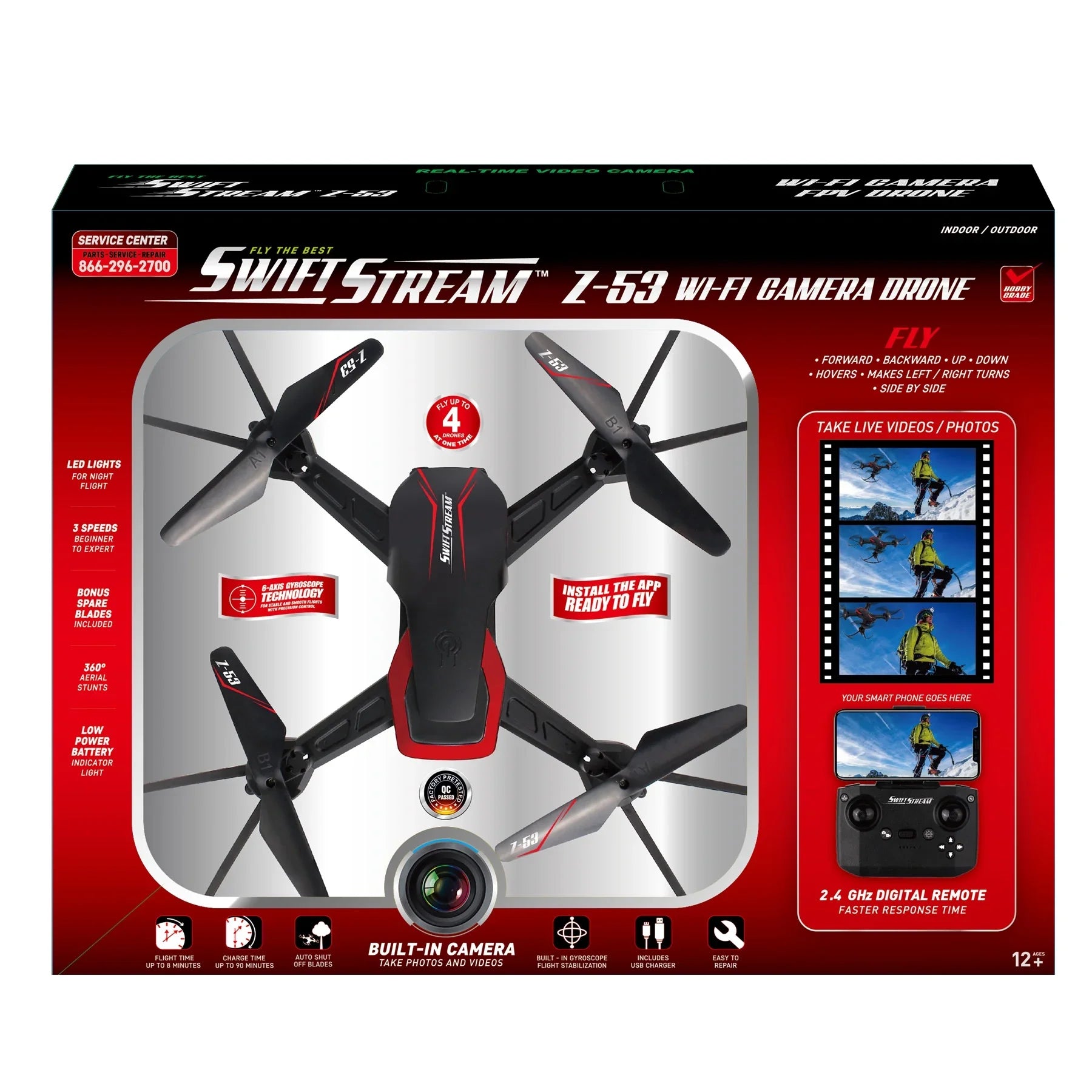 Performance High Flight Stream Swift & Wi-Fi Camera Stunts 360° Z-53 Stabilization Drone, RC Aerial