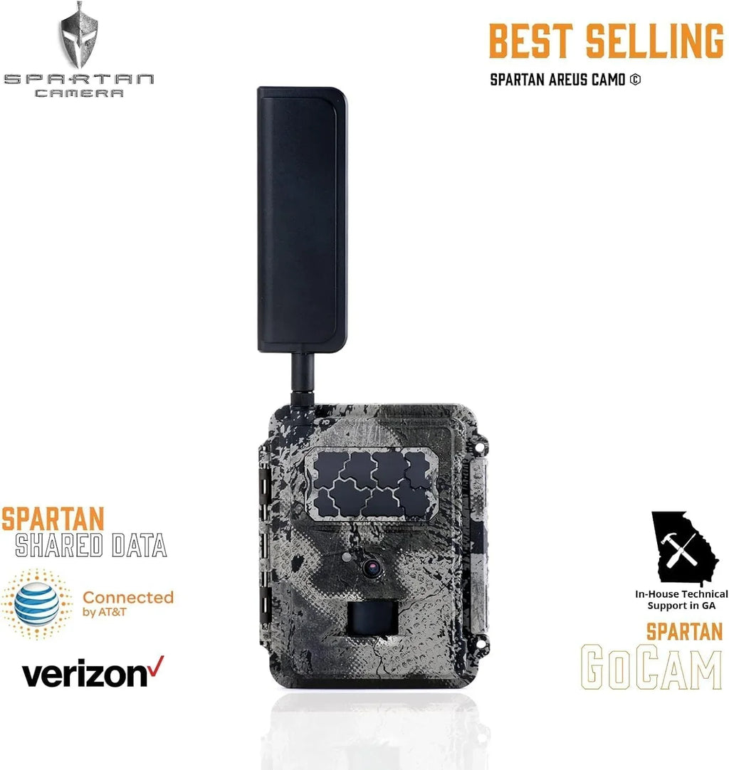 Spartan with Case, LTE Screen SD GoCam Card, and Cloth Security Wireless VERIZON Cleaner Batteries, Spudz Camera 4G Microfiber