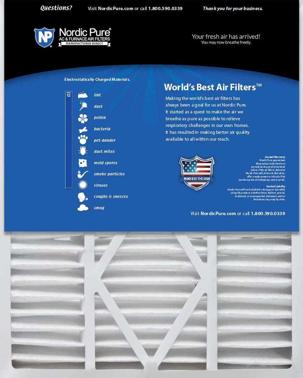 Goodman/Carrier/Amana 1/4 12 Pack MERV Filters Replacement 16x25x5 (5.25) Air 2