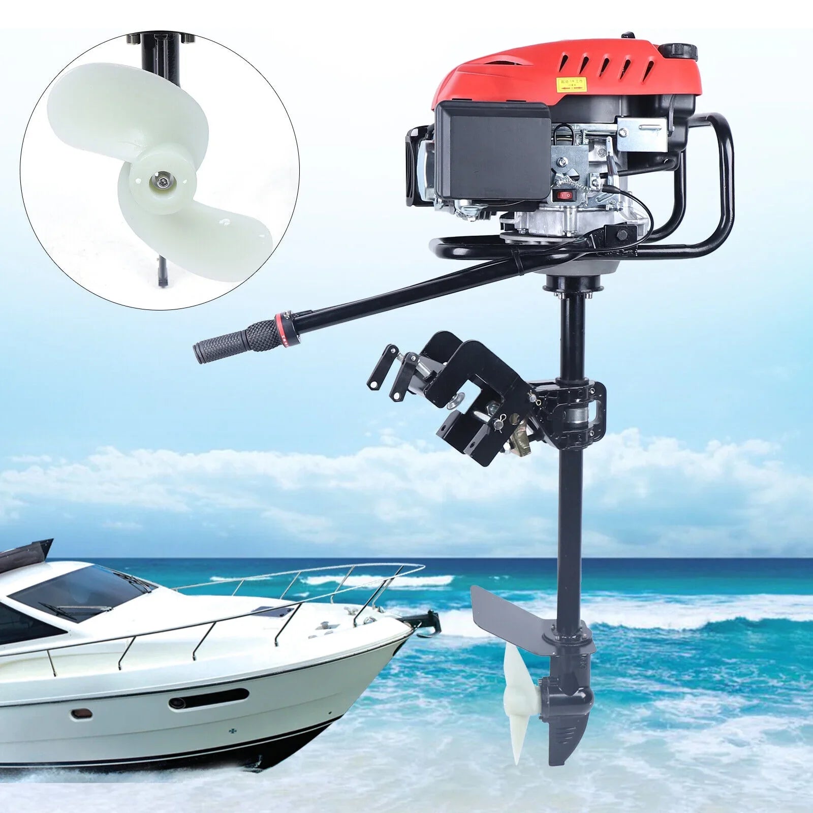 6 173CC Outboard 4 OHV Air System Cooling Engine Motor Heavy HP Stroke Duty Boat