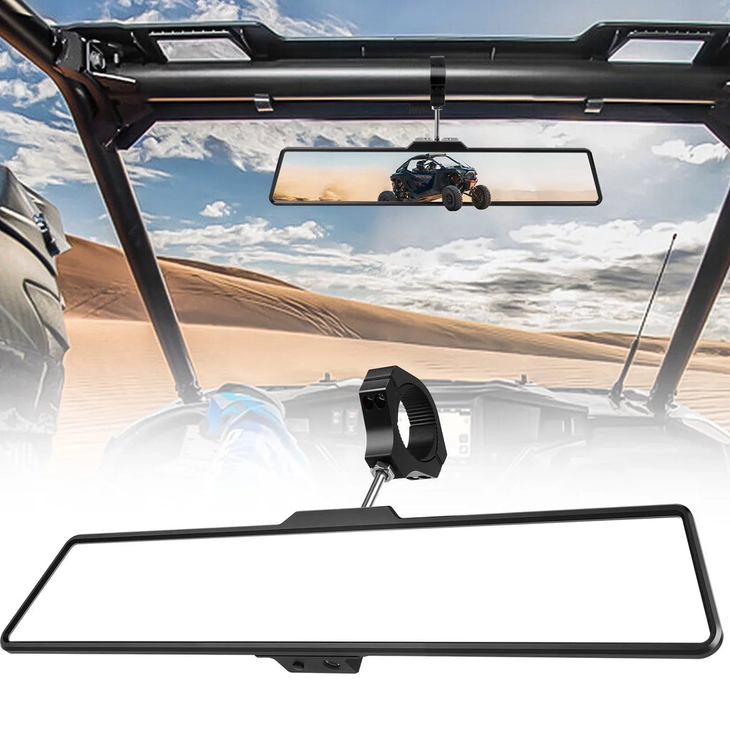 Aluminum Mirrors Rear Polaris MICTUNING Interior w/ White Mirror Center UTV Ranger/RZR 16" Lights View Rearview Fit Universal