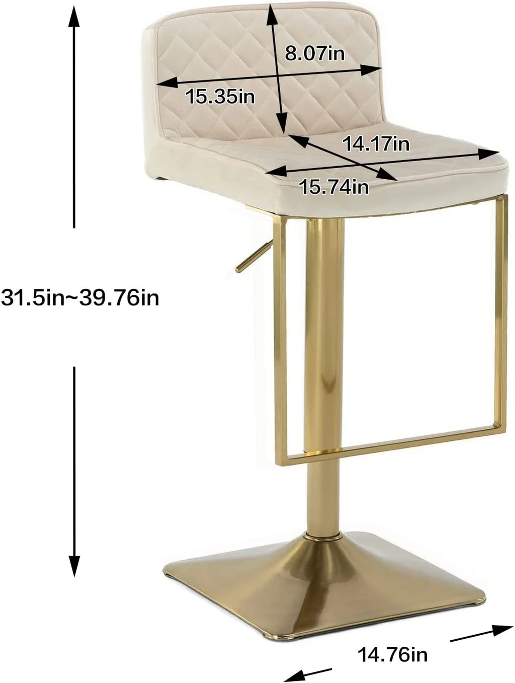 Kitchen Swivel para Counter Stools Barstools Chair Velvet Gold for Adjustable Island cocina Set Modern Height Stools Chairs Stools xrboomlife barra de of Height Island (Ivory sillas