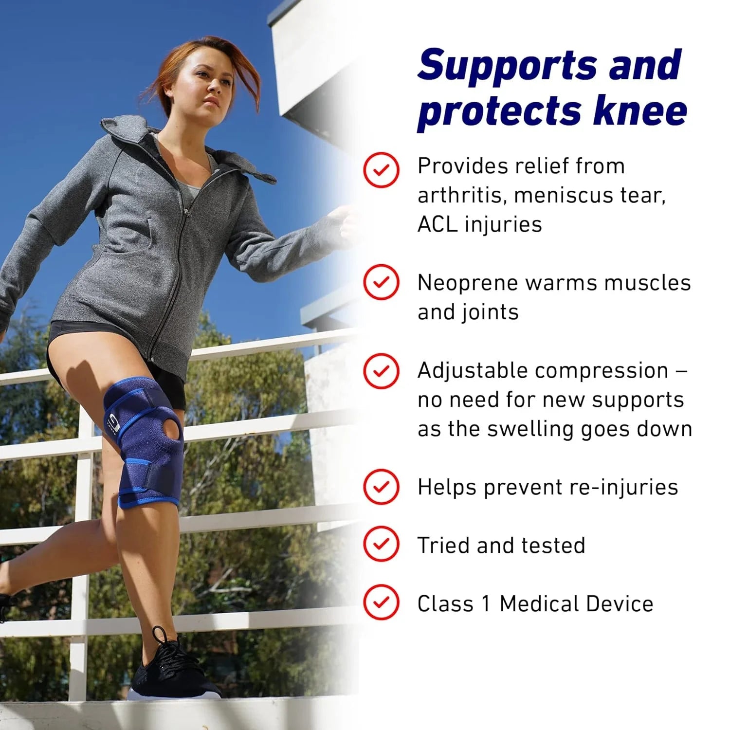 runners Knee – Pain Knee Patella Adjustable Support, Knee and Relief, men for Arthritis, Support Knee support women Open Neo-G knee, tear, patella Joint Meniscus - – Compression for Pain injuries