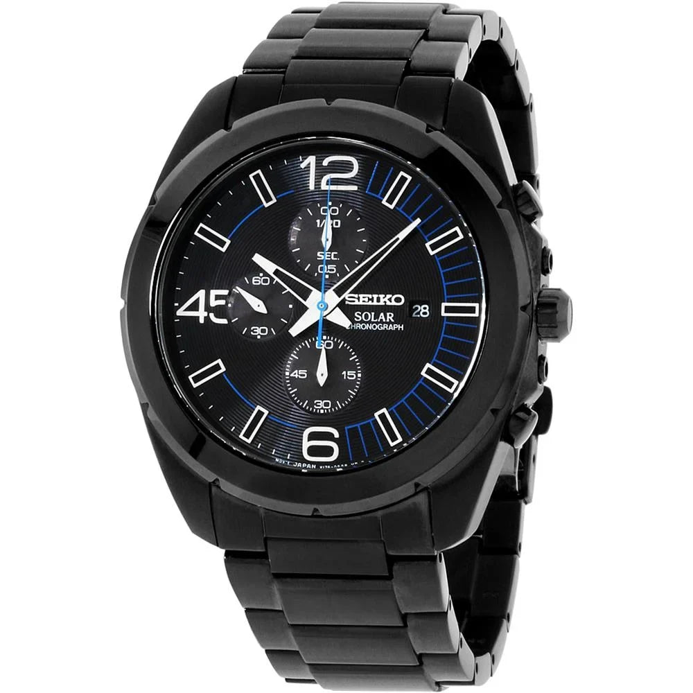 Chronograph Black - Black - SSC203 Stainless Men's Bracelet Seiko Dial - Solar Watch