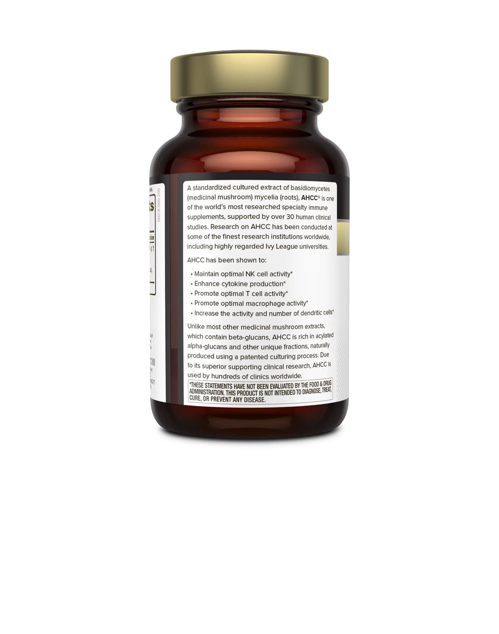 Kinoko Capsule–Supports Gold Capsules Veggie Function, Production–60 Cytokine Killer Cell & AHCC Natural Supplement–500mg per Activity AHCC Health, Liver Maintains Premium Immune Enhances of