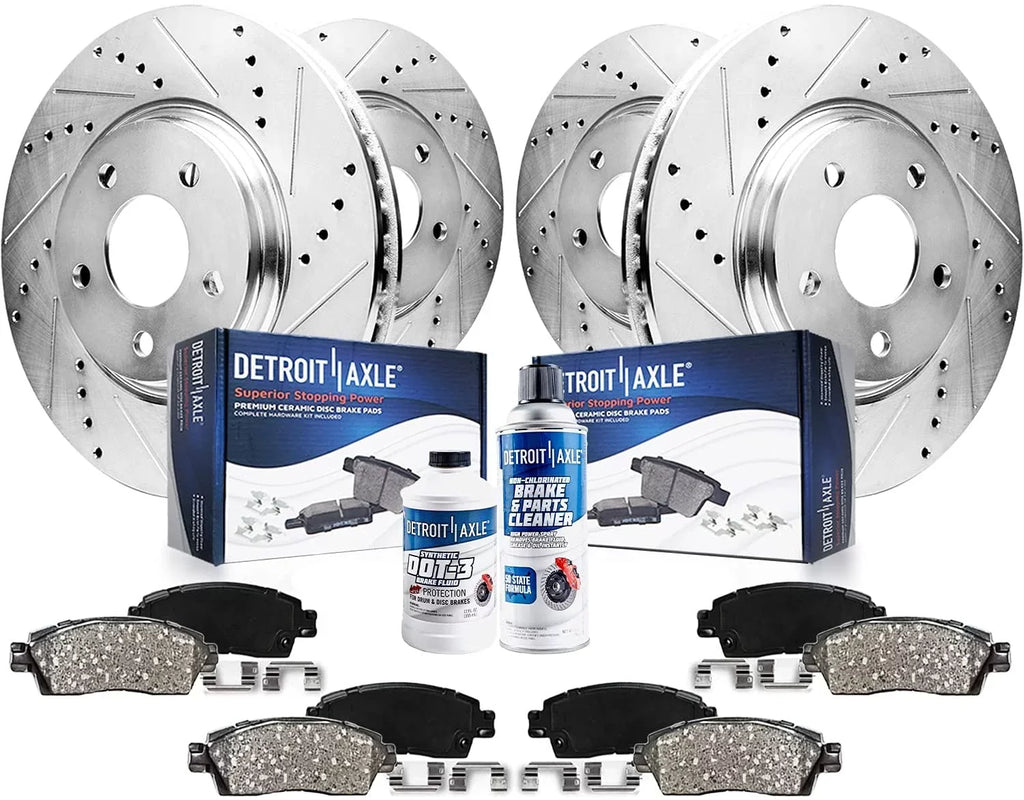 2015 GMC Equinox Front 2016 Rotor 2014 2013 Brake Slotted Drilled Brake Ceramic & for Detroit 2012 Pads Disc Rotors Terrain Chevrolet Replacement: 2011 2010-2017 Axle Rear Kit 12.64" Brakes front -