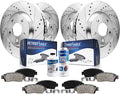 2015 GMC Equinox Front 2016 Rotor 2014 2013 Brake Slotted Drilled Brake Ceramic & for Detroit 2012 Pads Disc Rotors Terrain Chevrolet Replacement: 2011 2010-2017 Axle Rear Kit 12.64" Brakes front -