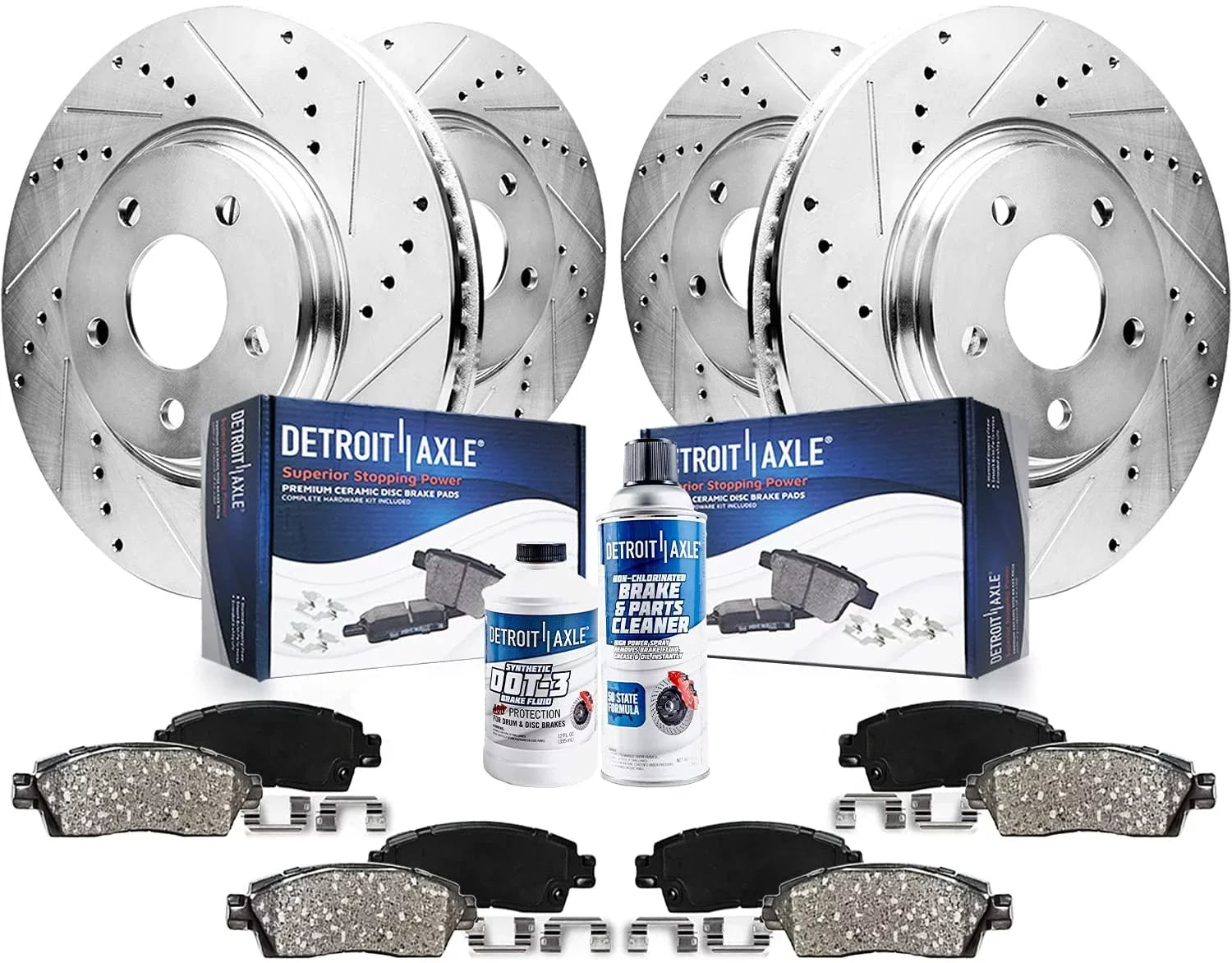 2015 GMC Equinox Front 2016 Rotor 2014 2013 Brake Slotted Drilled Brake Ceramic & for Detroit 2012 Pads Disc Rotors Terrain Chevrolet Replacement: 2011 2010-2017 Axle Rear Kit 12.64" Brakes front -