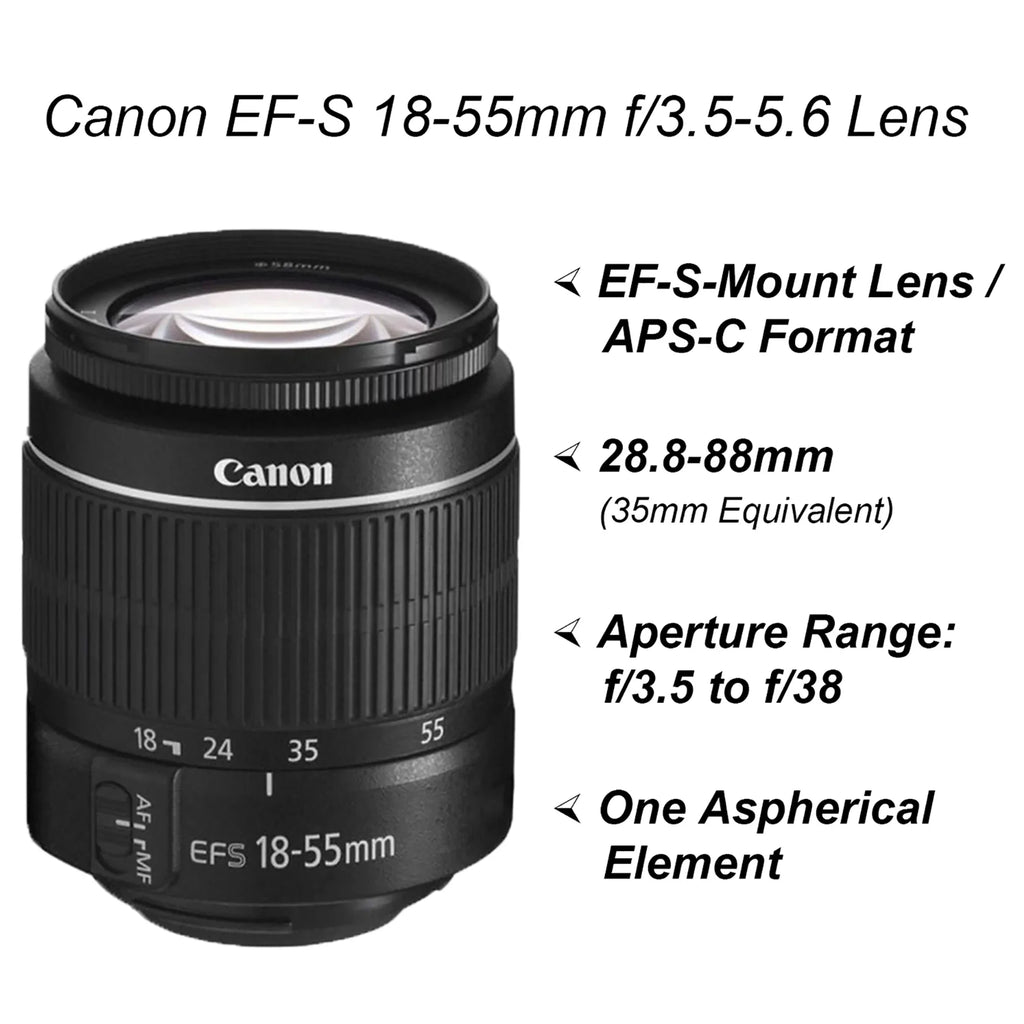 EOS 18-55mm, DSLR Accessory Camera Lens, Card, Backpack, Canon with Tripod Bundle SanDisk 64GB ZeeTech and Flash, 75-300mm 90D