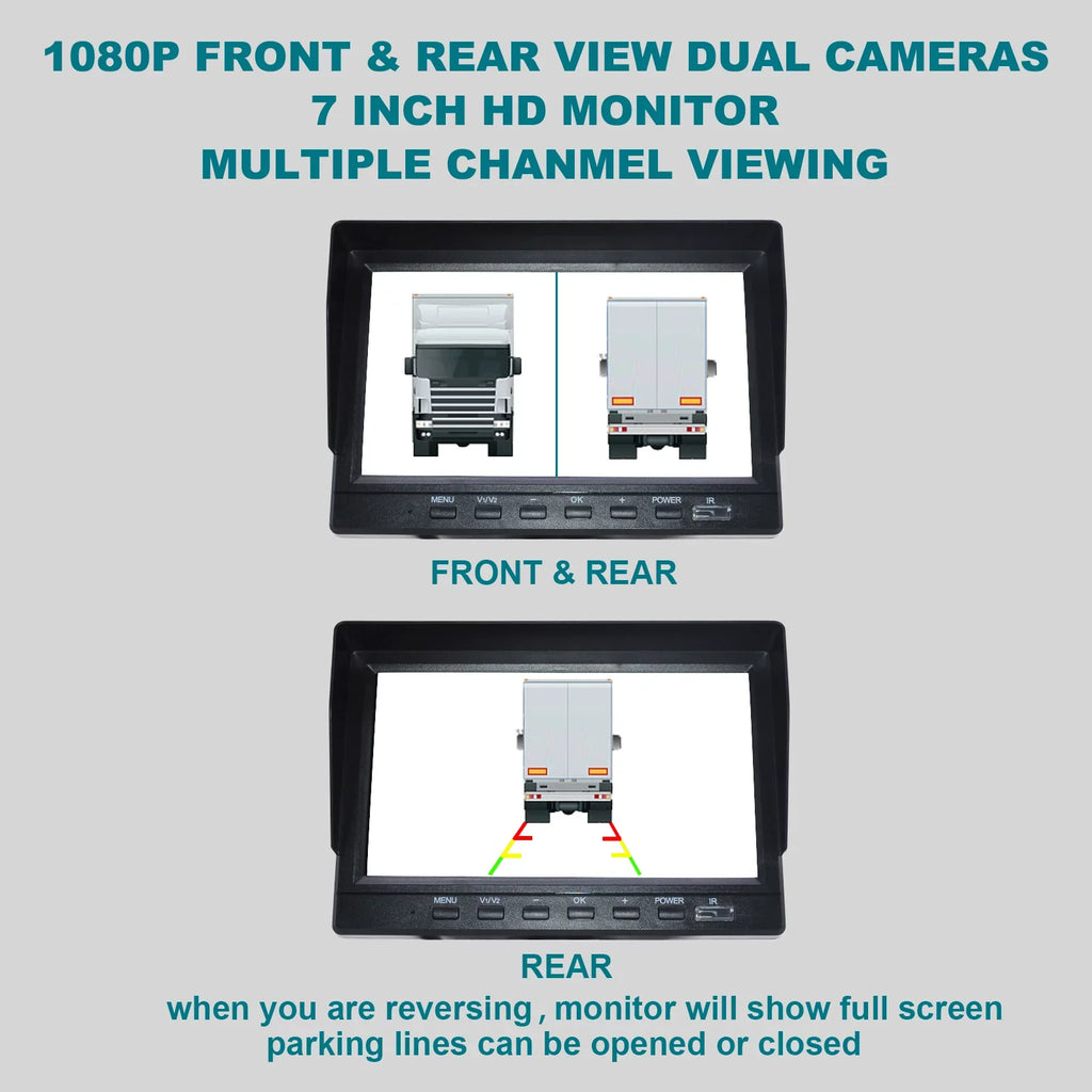 with Truck Monitor Backup 7" Video Recorder Bus+2 Camera DVR Driving for RV BSD