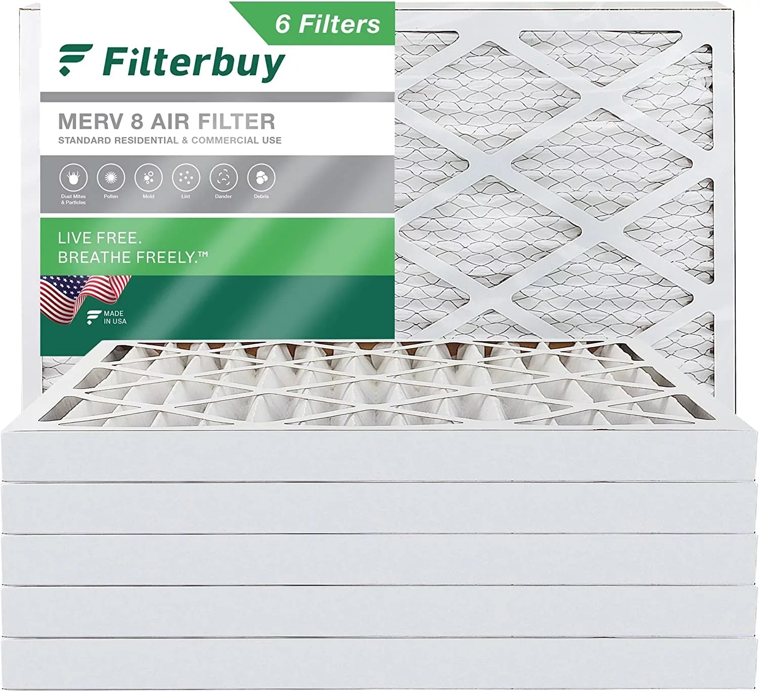 AC Air 20x32x2 Pleated (6-Pack) 8 Filters Filterbuy MERV Furnace HVAC