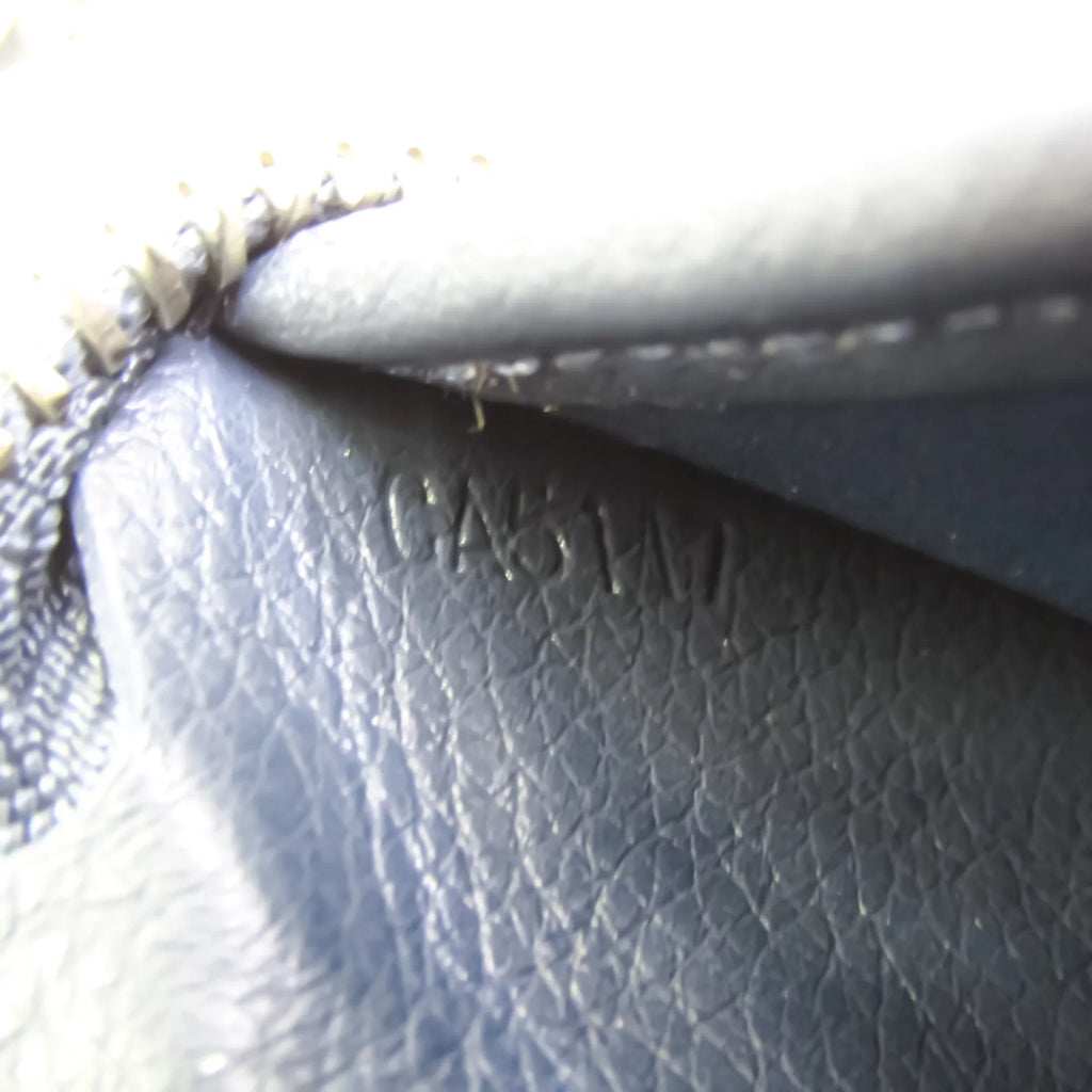 Leather Wallet Zippy Taurillon (Good) Wallet Unisex Long M58823 Navy (bi-fold) Taurillon Vertical Pre-Owned