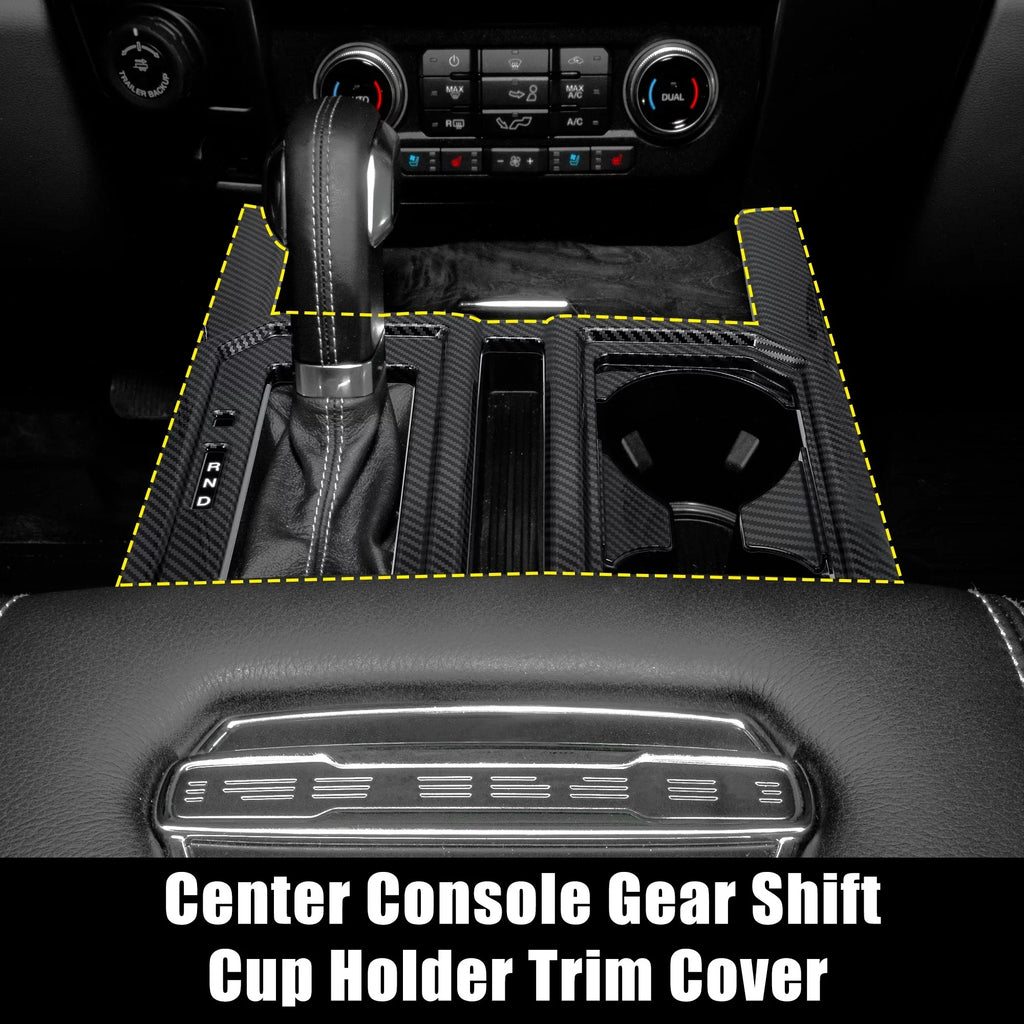 Black Center 2016 2015 Carbon for Cup Car F-150 Cover Pattern 2018 Console Fiber Holder Trim 2019 2017 Gear Shift