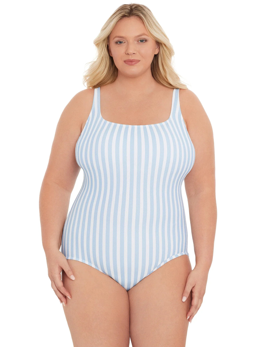 Time Swimsuit, Women's XS-3X One Piece Sizes Square Pique and Tru Neck