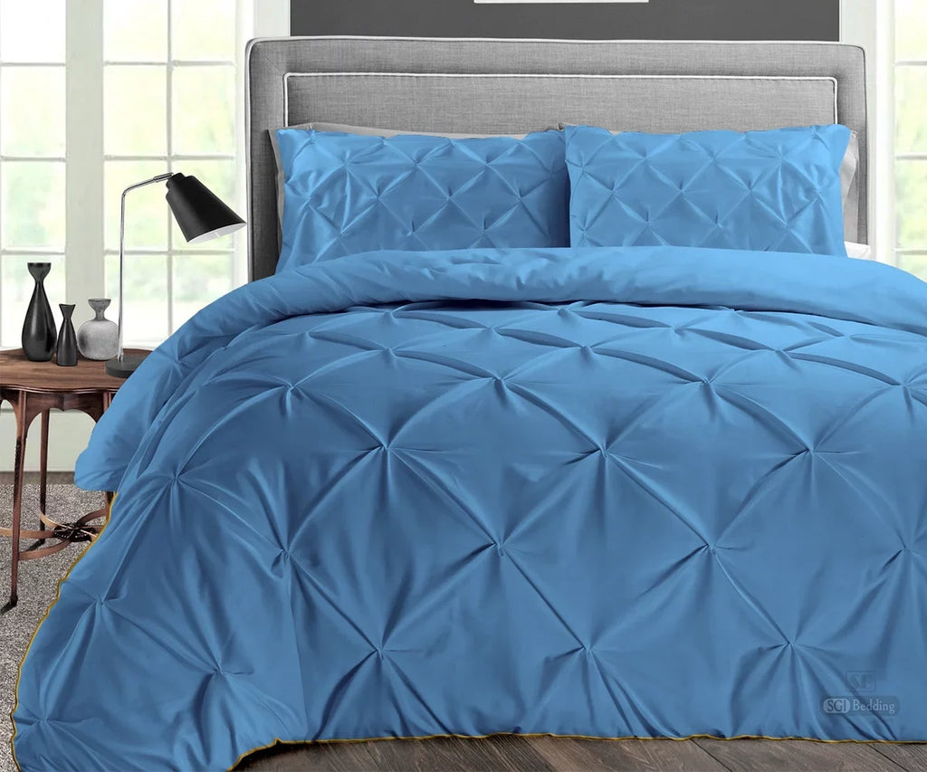 With Premium Super King GSM Cotton Fluffy Mediterranean Duvet Count Egyptian Thread Pinch Blue Insert Soft with Plush Microfiber Pillowcases Matching & Piping Fill Siliconized 1000 300 Shell Comforter