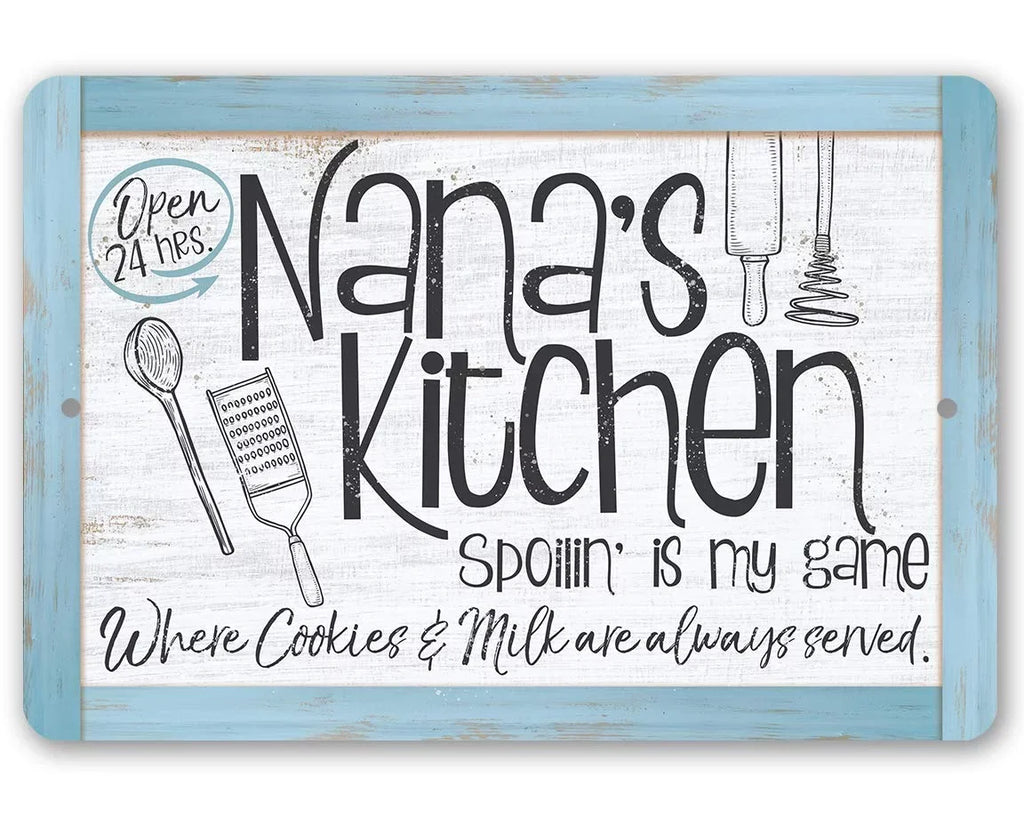 Housewarming (12" Metal Under Kitchen Great - Nana's Metal Use - Sign 18") Makes - Indoor/exterior - and Durable $25 Sign x Gift Kitchen a Decor