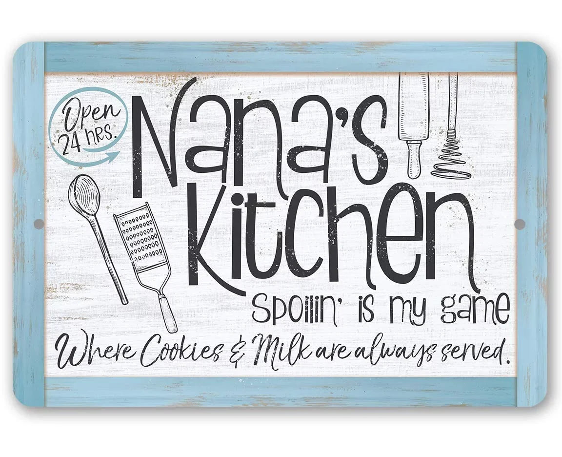 Housewarming (12" Metal Under Kitchen Great - Nana's Metal Use - Sign 18") Makes - Indoor/exterior - and Durable $25 Sign x Gift Kitchen a Decor