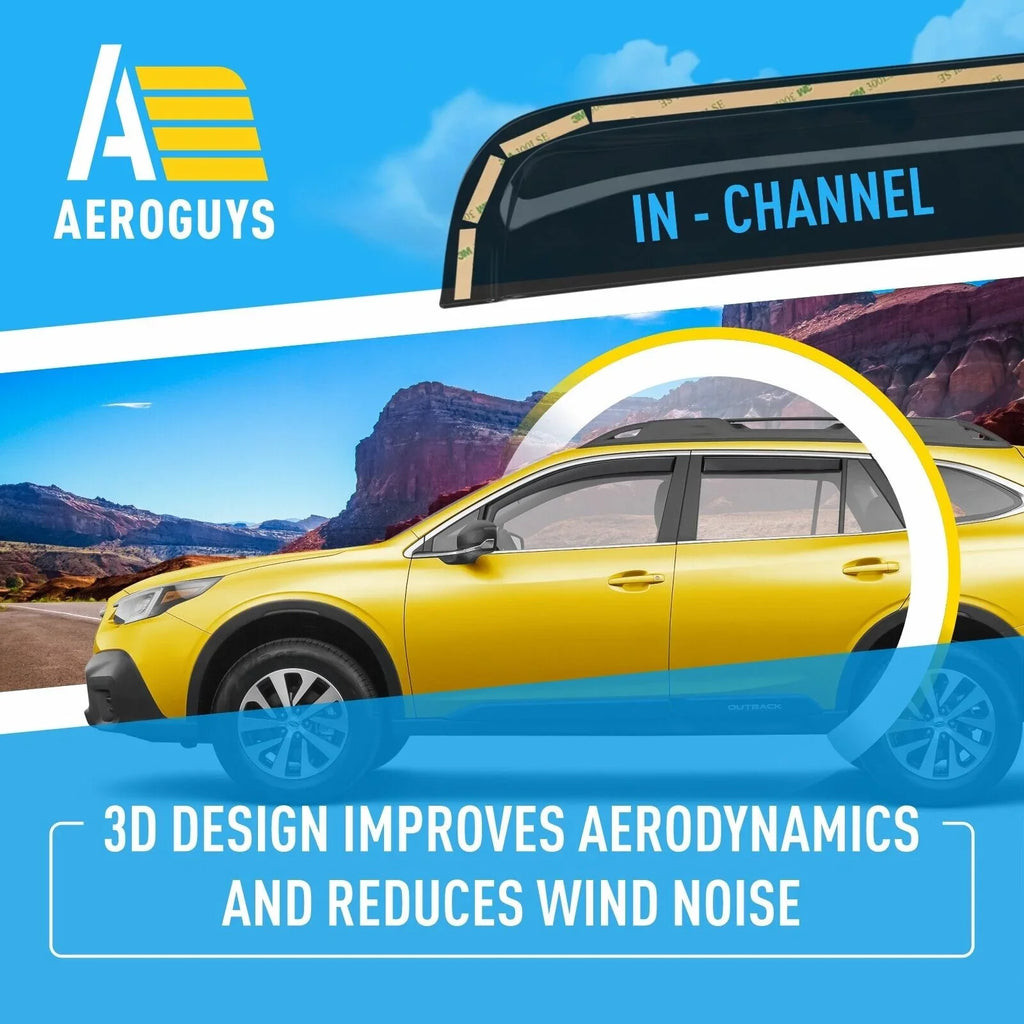 AEROGUYS Rain Outback In-Channel Car Visors, Extra Guards Fit Visors Window Vent Deflectors, Accessories Wind Visors, AG0268 Durable Window 4pcs. 2020-2024, - Subaru Deflectors Sun for