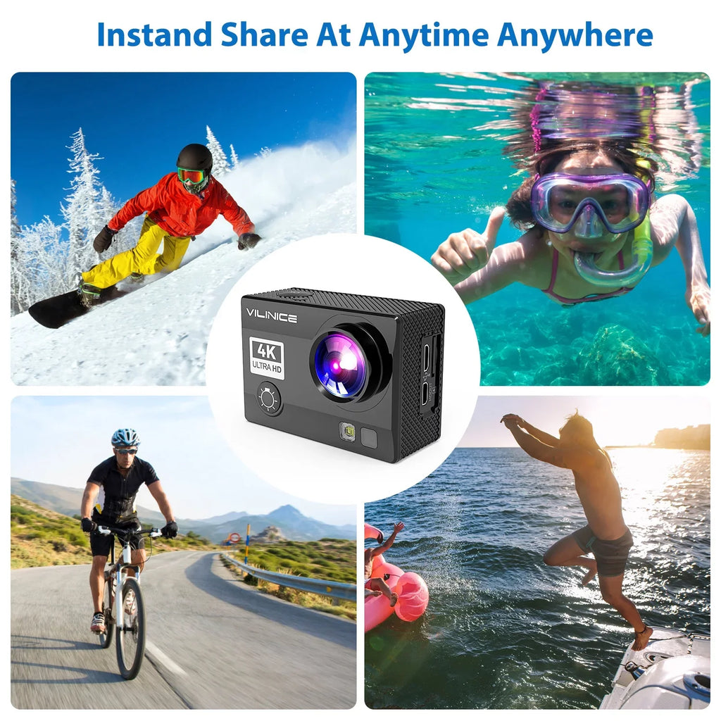 Cameras Underwater Camera Case, Snorkeling, Gift, Action Compatible Sensor, Control Camera, for 16MP EIS Camera Travel Waterproof 4K Camera VILINICE for 30m with with Remote Sports WiFi