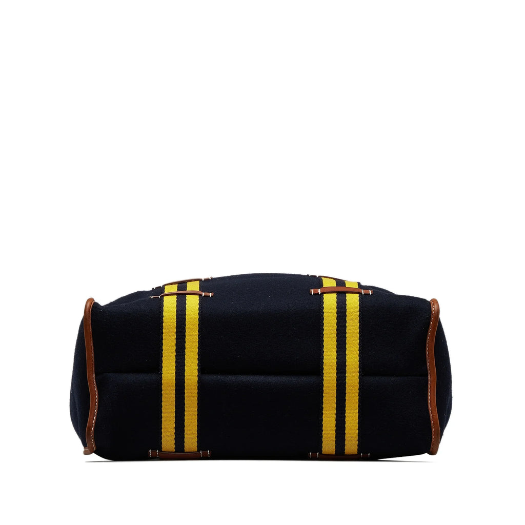 Cabas Tote Unisex Blue Authenticated Fabric (Good) Bag Pre-Owned Wool Camail Hermès
