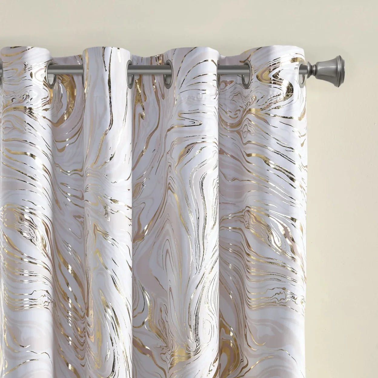 ID40-1982 Total Rebecca Marble Curtain Blackout Olliix Printed By Metallic Grommet Top