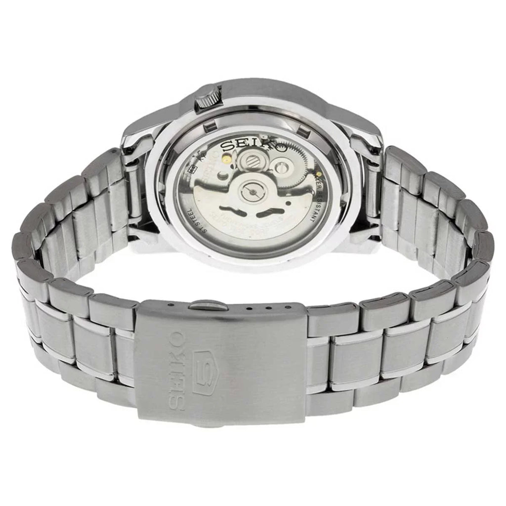 White Men's SNKK25 Stainless Watch Dial Automatic Seiko Day 30M Steel Date