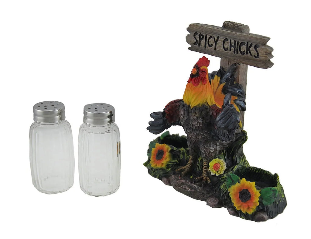 Sunflowers Chicks Decoration Shakers Rooster Pepper Hit by Country Farm & Salt DWK & Kitchen