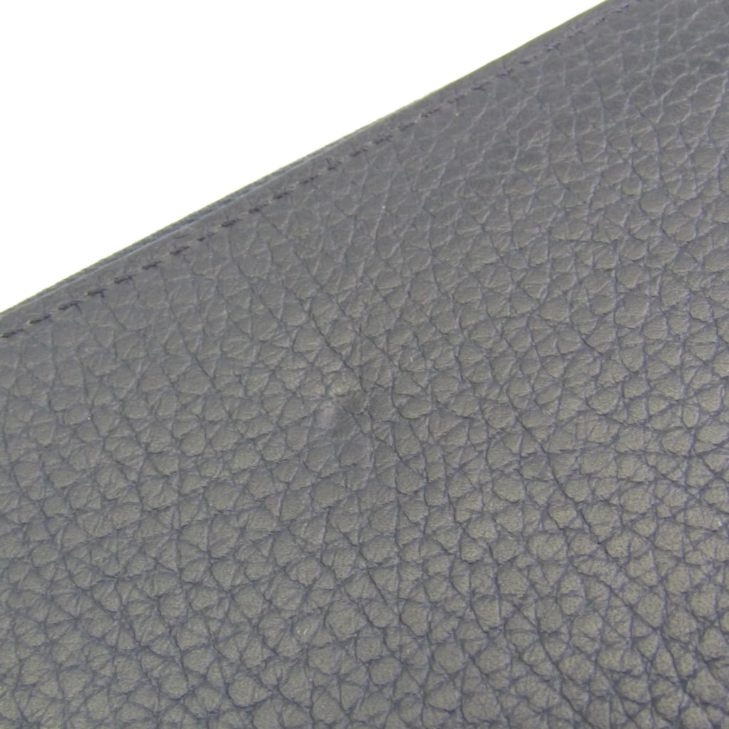 Leather Wallet Zippy Taurillon (Good) Wallet Unisex Long M58823 Navy (bi-fold) Taurillon Vertical Pre-Owned