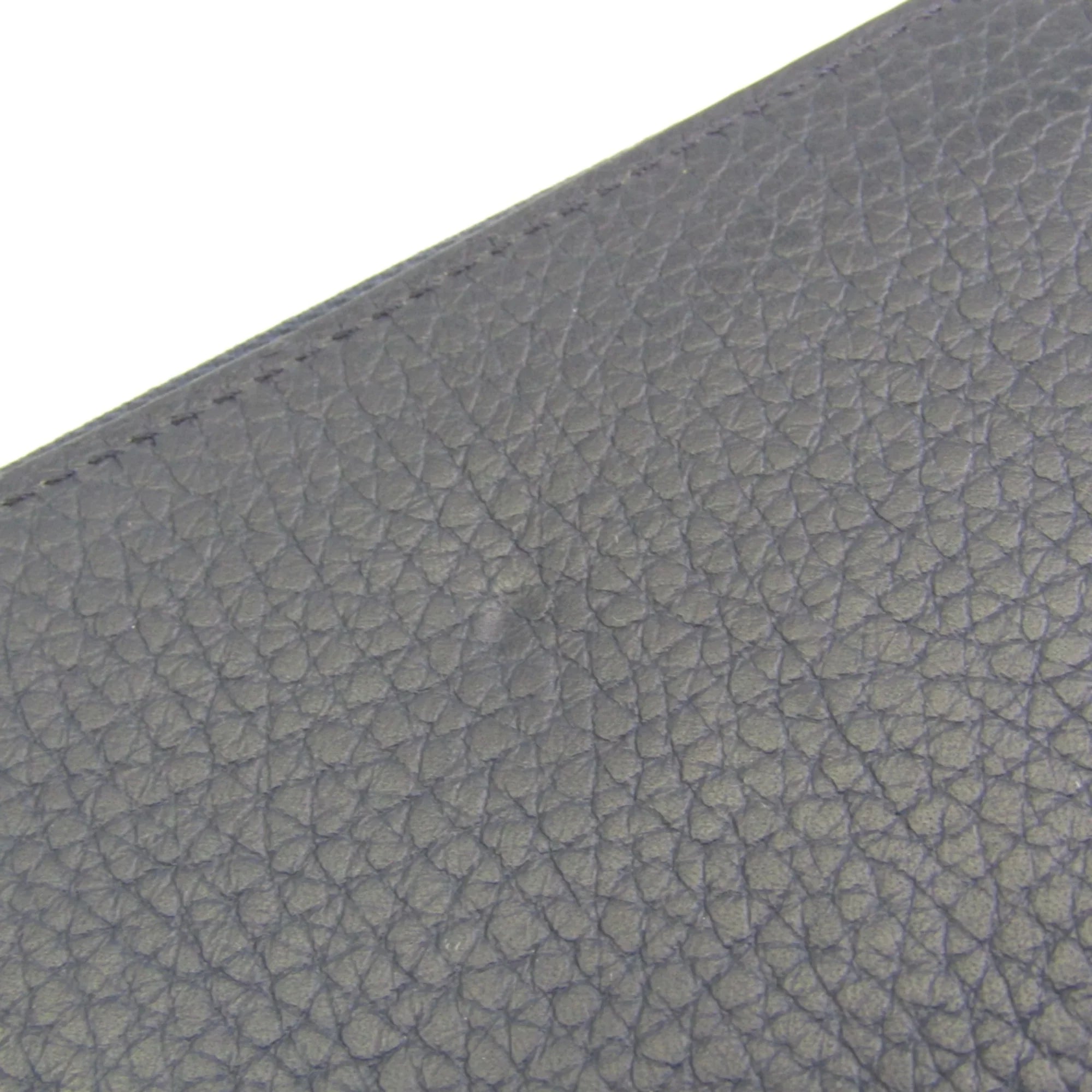 Leather Wallet Zippy Taurillon (Good) Wallet Unisex Long M58823 Navy (bi-fold) Taurillon Vertical Pre-Owned