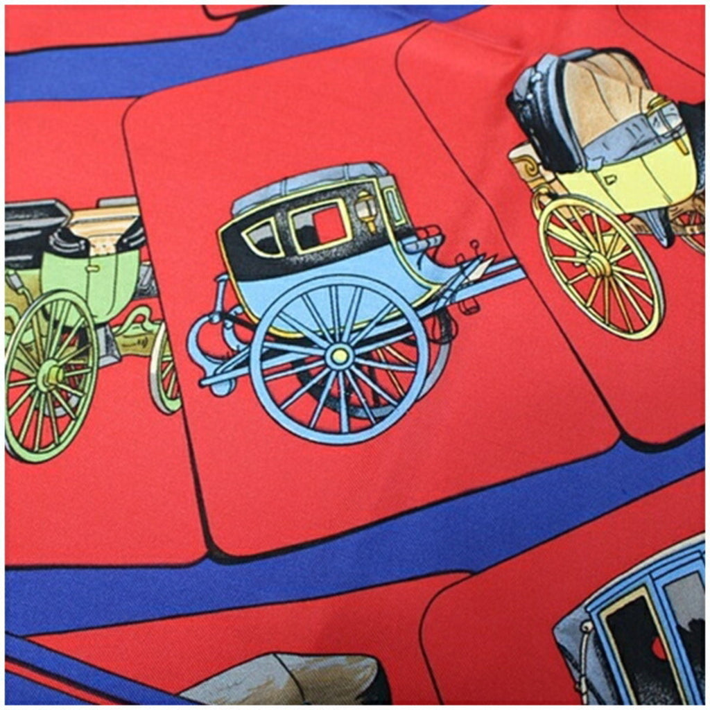 Hermes Scarf Carriage) (Good) Pre-Owned Red HERMES CARROSSERIE Silk (Spiral Women's x Blue Muffler