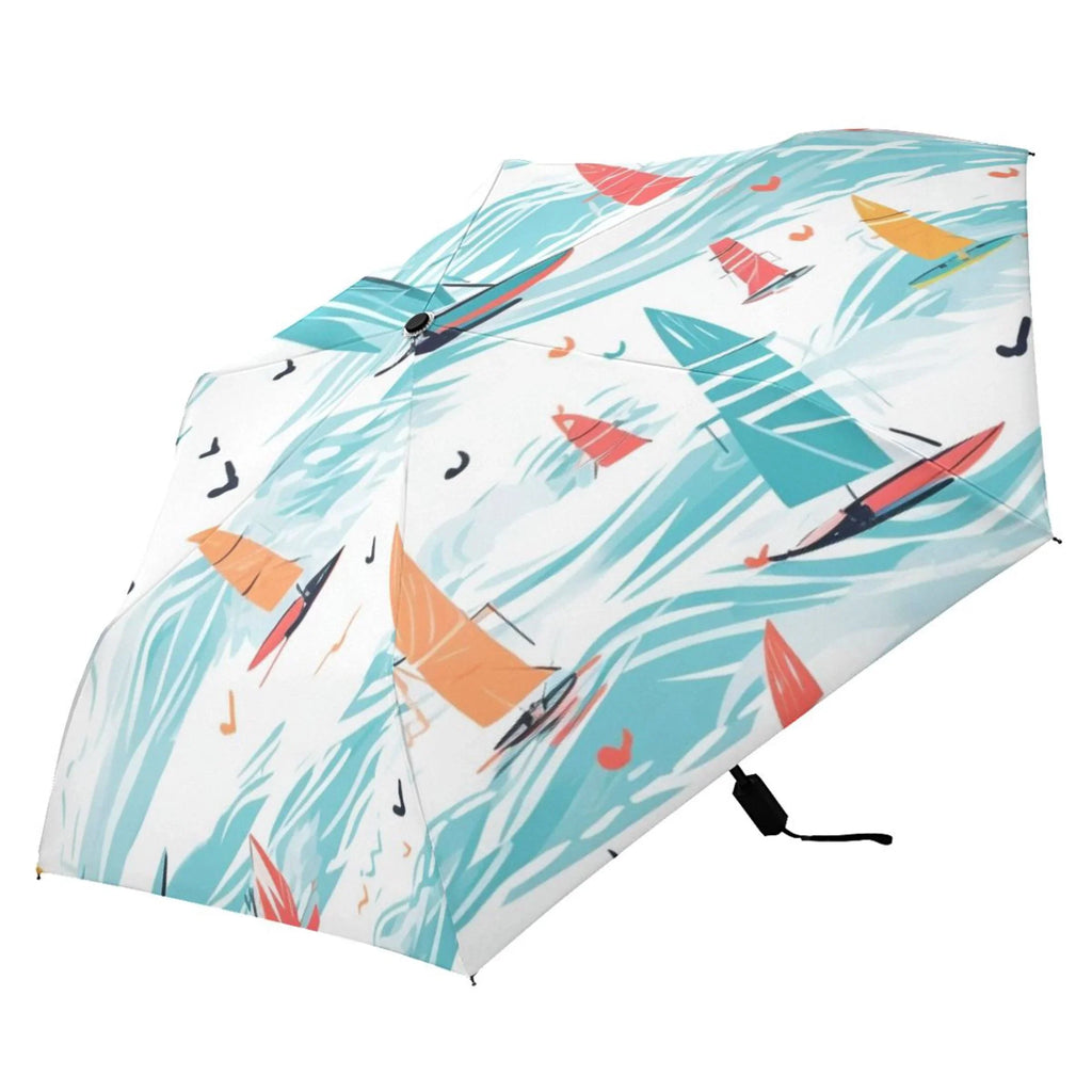 Folding 50+ for Umbrella Sailboat Travel UPF Packable Umbrella Rain dimension Arc Lightweight on Windproof Sea Compact