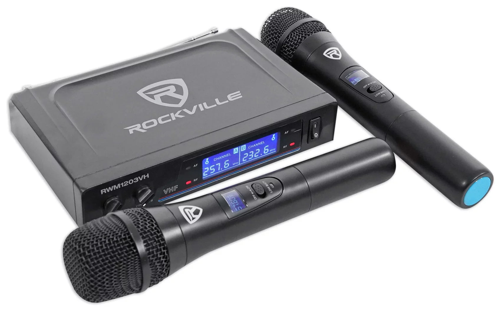 Mics Home System Wireless Sub+(2) Theater/Karaoke w/5.25" VHF Rockville Machine