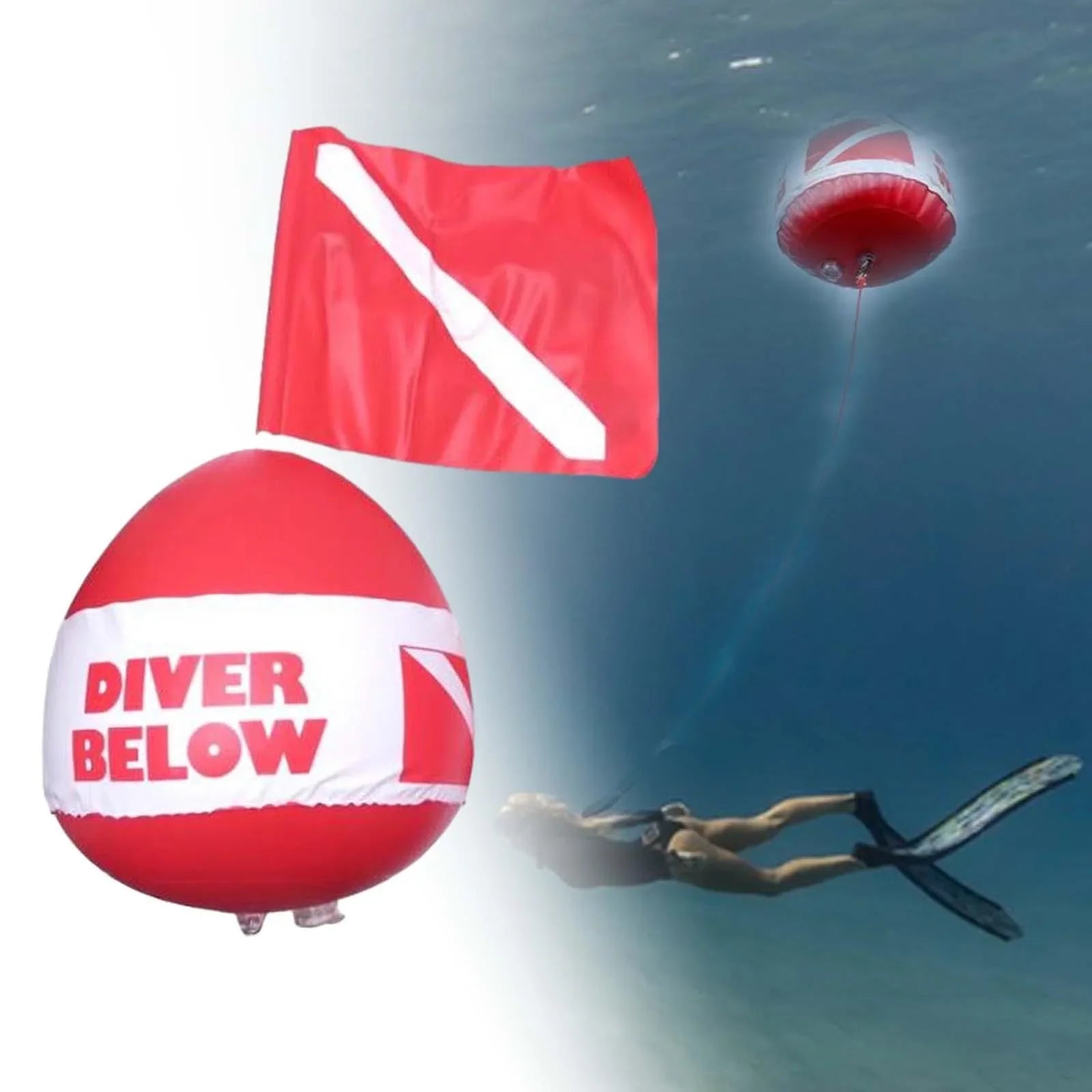 yotijar with for Flag Diving Beach Float Surface Dive Buoy Signaling Ball Snorkeling