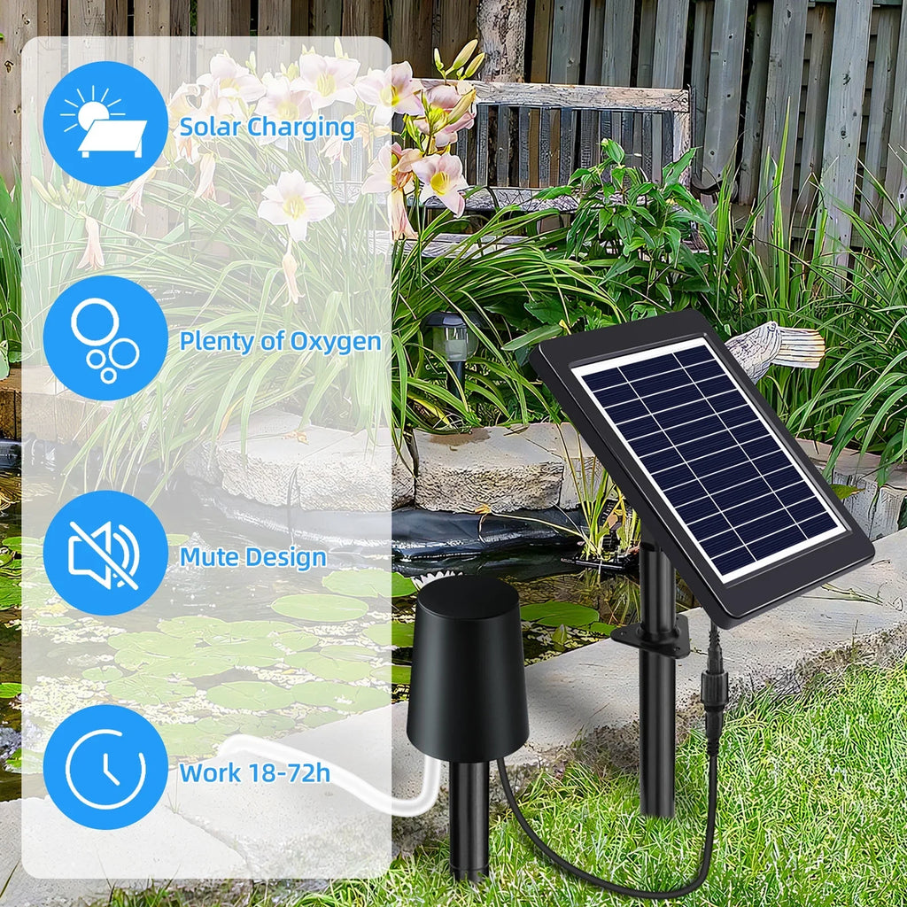 Powered Fishing moobody 3 Pond Solar Modes 4W, for Aerator Hydroponics Perfect Air Pump, Oxygenation Stock Pond with in
