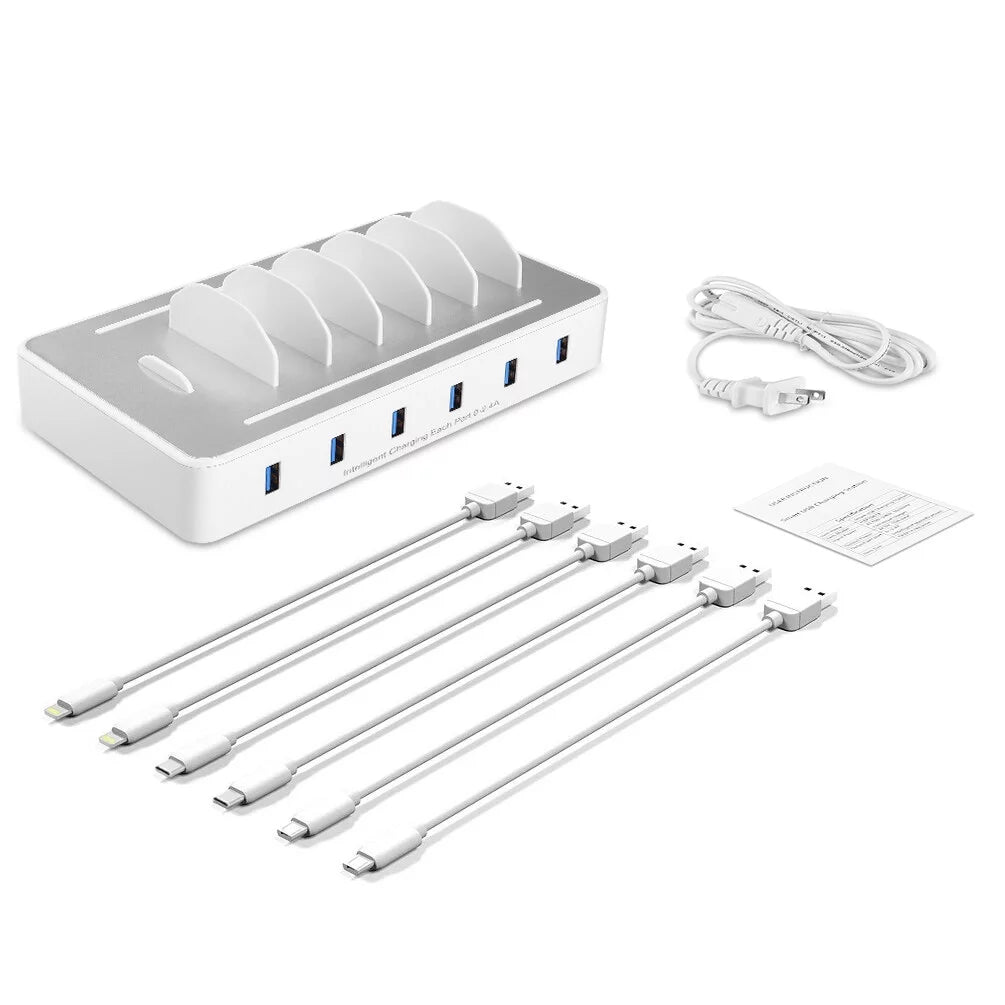 Dock Android USB Multiple - Cell USB Station Charging 6 for Fast Phone, Charging Organizer , with , for Devices iPhone Ports Phone
