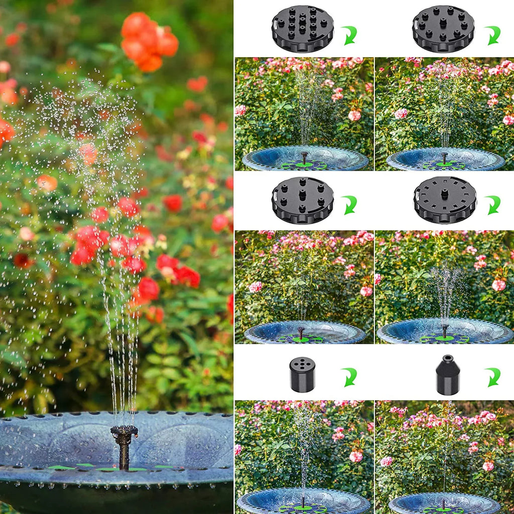 Aerator Fountain AISITIN Bird 3W Solar 1200mAh Bath, for Decoration Solar or Solar Pump Pump (Green) liquid Fountain Tank, 6 Battery, Fish Nozzles, Built-in with Garden Pond Floating Pump,