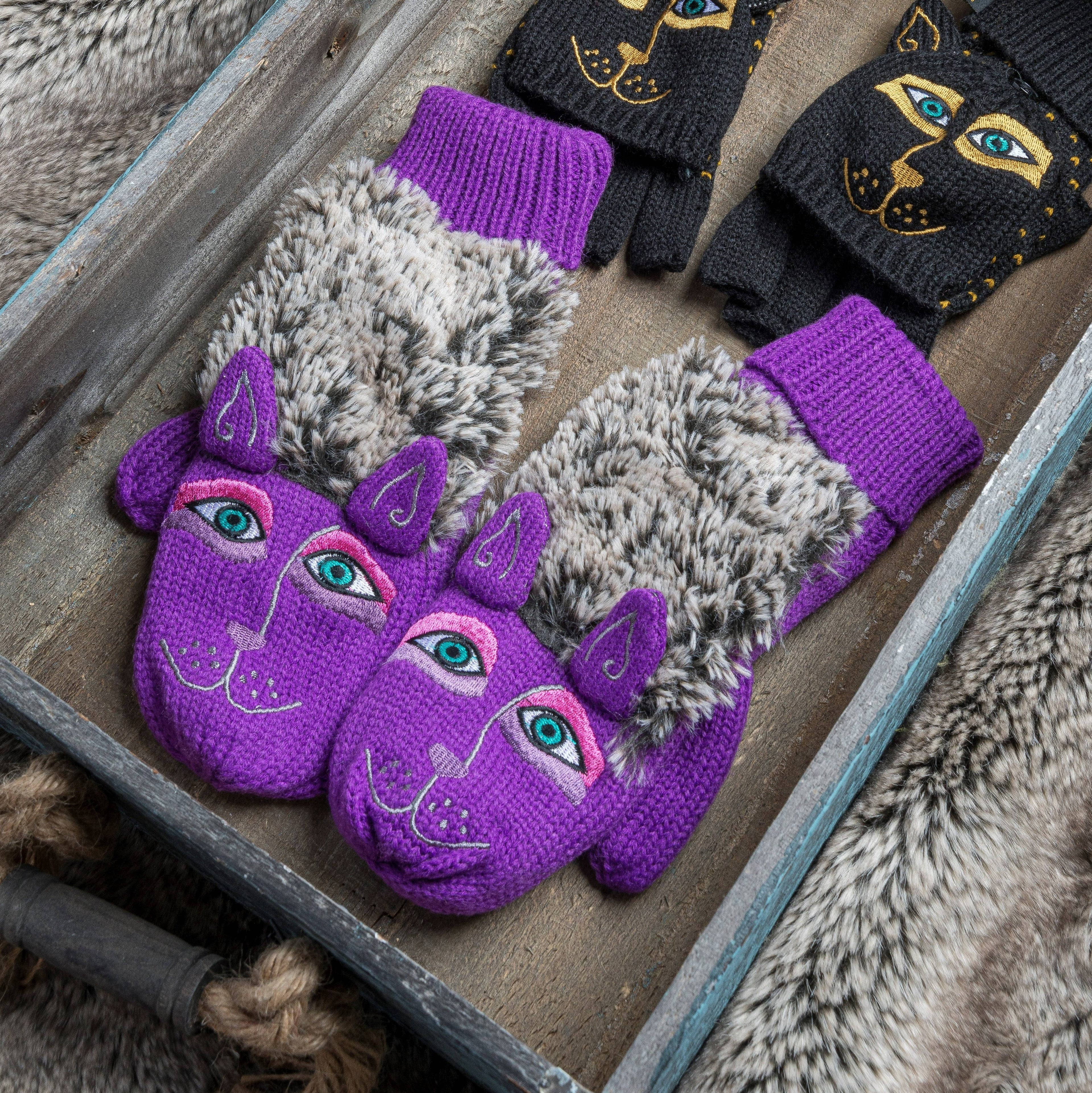 Dog Burch Laurel Purple Mittens Fuzzy