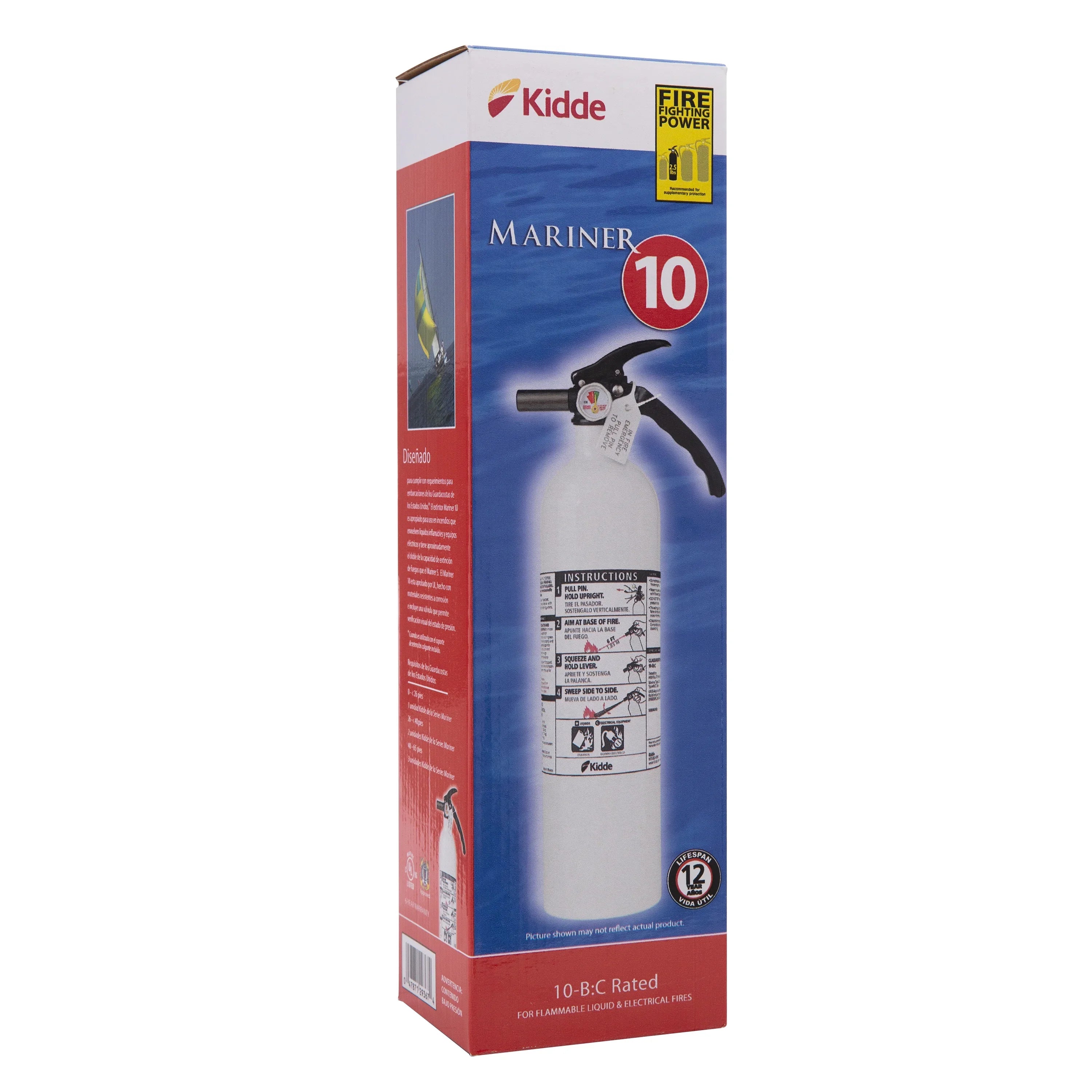Extinguisher, 10-B:C, UL Rechargeable Fire Kidde Rated Model Not KD82W-10BC, Marine